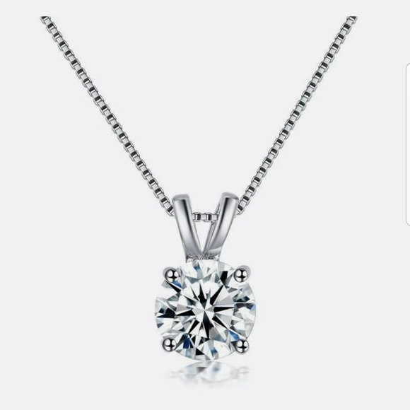 New Silver RHINESTONE round white crystal necklace - Picture 3 of 9